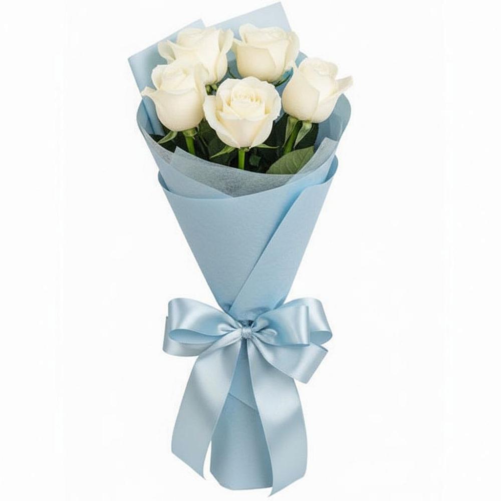 Букет 5 Белых роз Проуд в Лысогорской