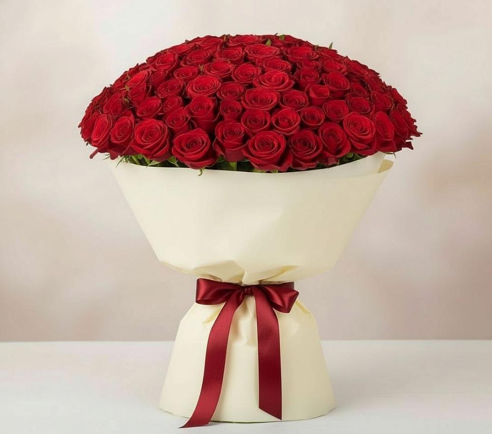 Букет 101 Красная роза Милано в Лысогорской