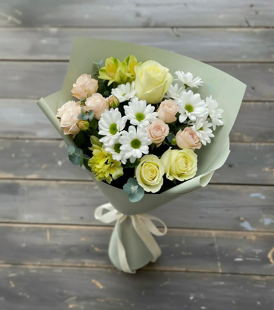 Букет цветов из: Альстромерии, Розы и Хризантемы в Лысогорской