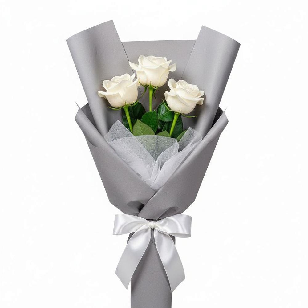 Букет 3 белые розы в Лысогорской