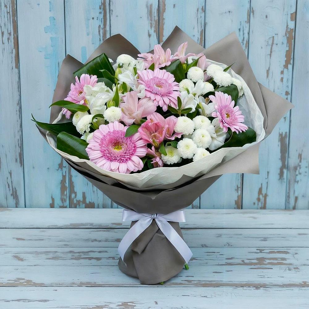 Букет цветов из: Герберы, Альстромерии и Хризантемы в Лысогорской