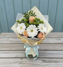 Букет цветов из:  Герберы, Розы и Хризантемы в Лысогорской